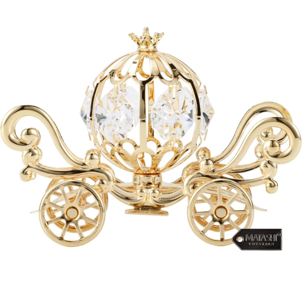 Matashi 24K Gold Plated Pumpkin Carriage – Crystal Studded Cinderella Coach